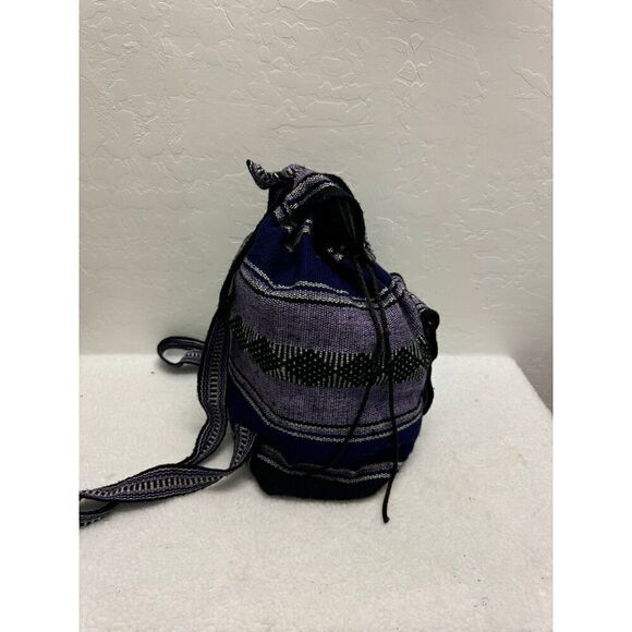 Street Purple Black Knitted Backpack Flap Closure‎ Front Aztec Hippie Style - Picture 4 of 12